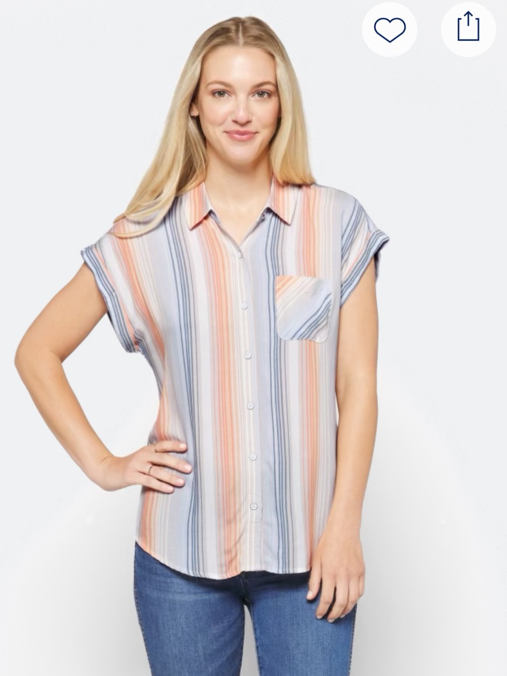 Striped Button-Down Shirt in Orange & Blue by Flag & Anthem